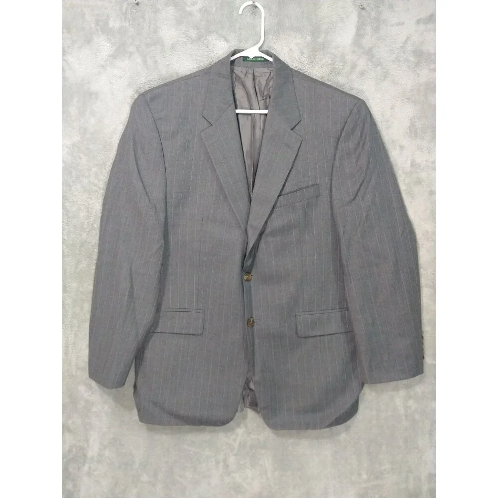 Ralph Lauren Blazer Men 42R Gray Pinstripe Wool Cashmere Blend Sport Coat Jacket